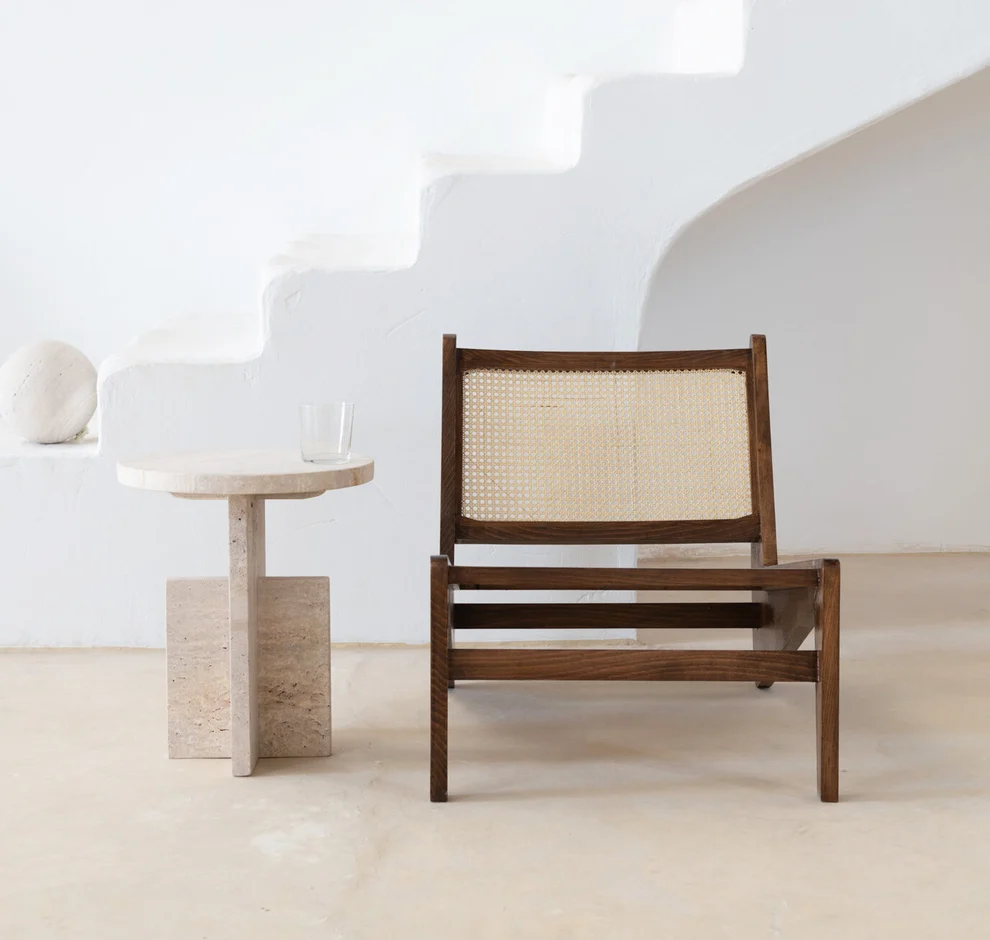 Table d'Appoint en Marbre Travertin